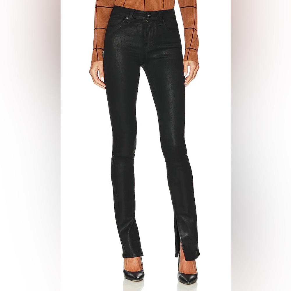 Paige Constance Skinny Pants in Black Fog Luxe Coating, Size 27